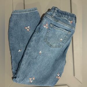 Girl’s Blue Floral Embroidered Jeans